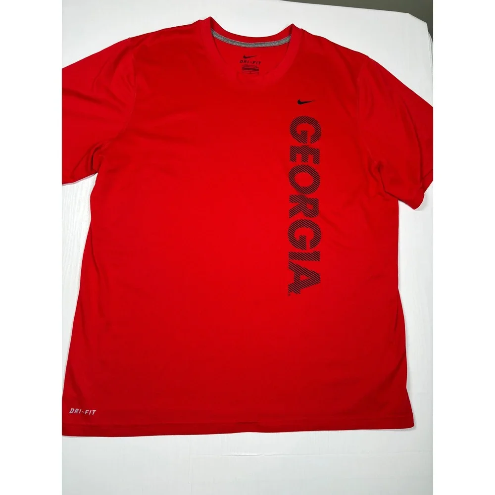 Nike Mens Georgia Bulldogs Dri-FIT Graphic T-Shirt Red Short Sleeve Large UGA